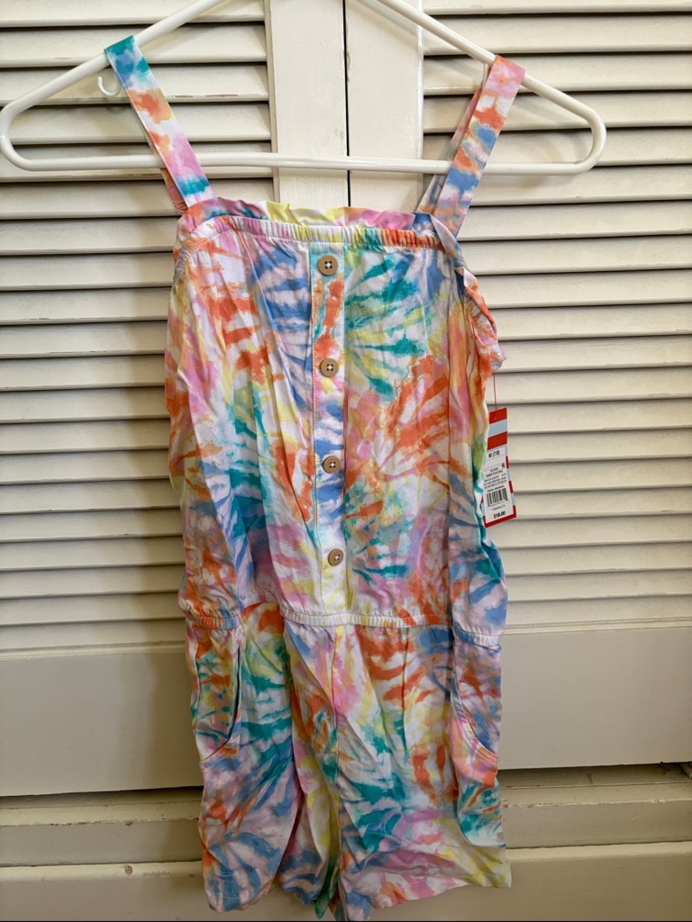 Cat & Jack Girls Tie-Dye Button-Front Romper in Multi Pastels